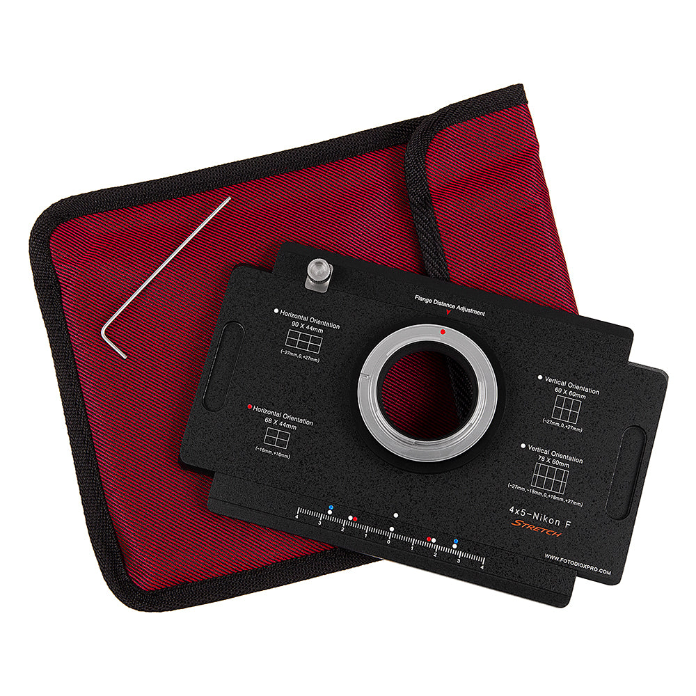 Fotodiox Pro Lens Adapter - Nikon F-Mount D/SLR Cameras to Large Format 4x5 View Cameras with a Graflok Rear Standard - Shift / Stitch Adapter