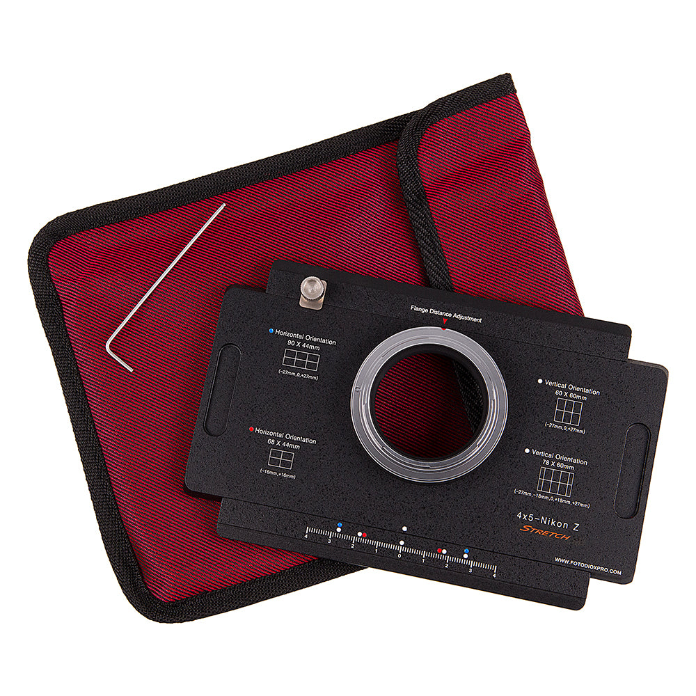 Fotodiox Pro Lens Mount Adapter, Nikon Z-Mount Mirrorless Camera Body to Large Format 4x5 View Cameras with a Graflok Rear Standard - Shift / Stitch Adapter