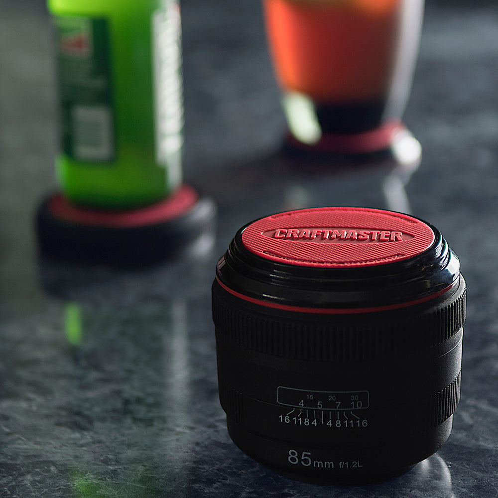 CraftMaster LenzCoaster – Premium Quality Camera Lens Replica that doubles as set of 5 drink coasters with silicone padding