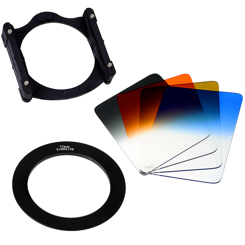 Fotodiox Pro 100mm Filter System Kit: 100mm Filter Holder, 4x 100mm Graduated Filters & Lens Adapter Ring - Compatible with Fotodiox Pro 100x135mm Filters and Cokin Z-Pro (L) Series Filters