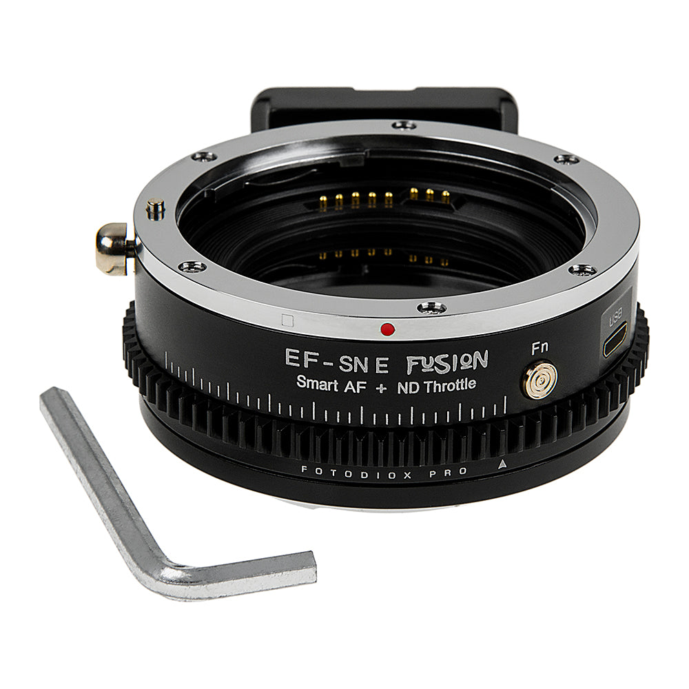 Fusion Cine ND Throttle Smart AF Lens Adapter - Compatible with Canon EOS EF (NOT EF-S) Lenses to Sony E-Mount Cameras - Auto Functions, USB Upgradable, Built-In Variable ND Filter & Lens Calibration