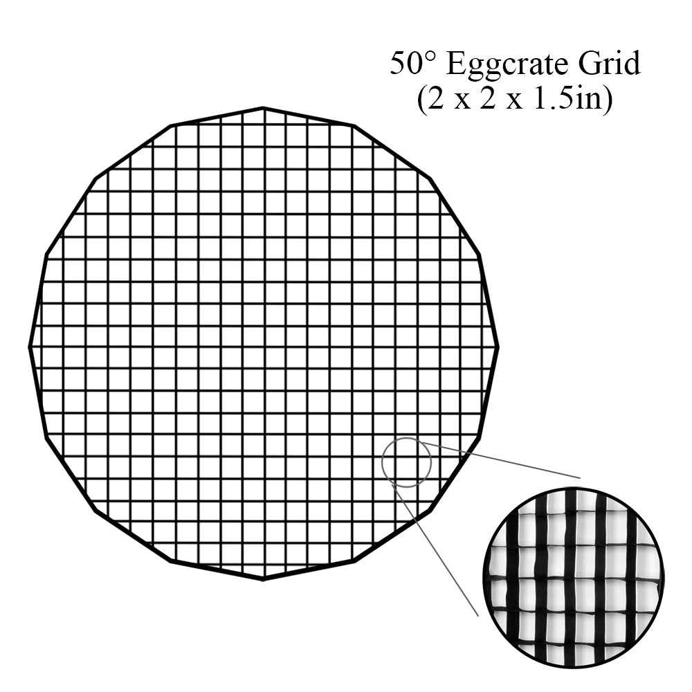 Fotodiox Pro Eggcrate Grid for Deep EZ-Pro Parabolic Softboxes - Fits Deep EZ-Pro Parabolic Softbox - 50 Degree Grid (2x2x1.5" Openings)
