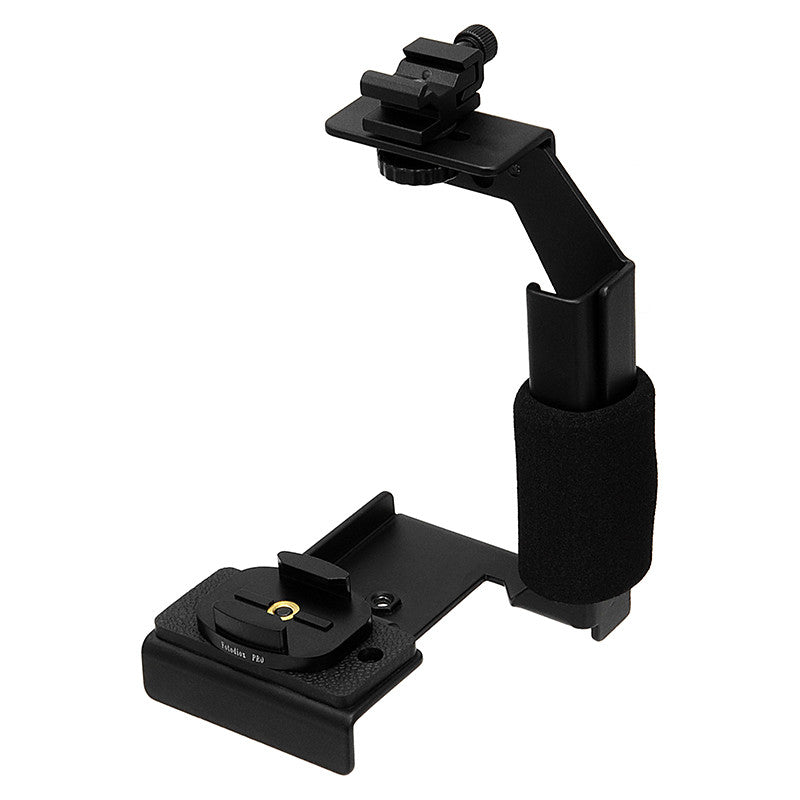 Fotodiox Pro GoTough Grip and QR Mount - Black Aluminum Camera Light Bracket, Action Grip with QR Base Mount for GoPro HERO Mounting Buckle System