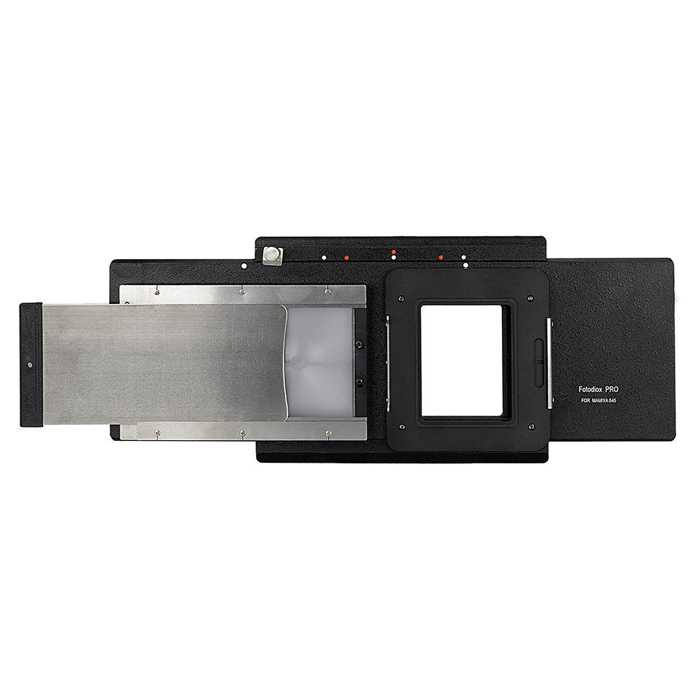 Fotodiox Pro Lens Adapter - Mamiya 645 Film Backs to Large Format 4x5 View Cameras with a Graflok Rear Standard - Shift / Stitch Adapter