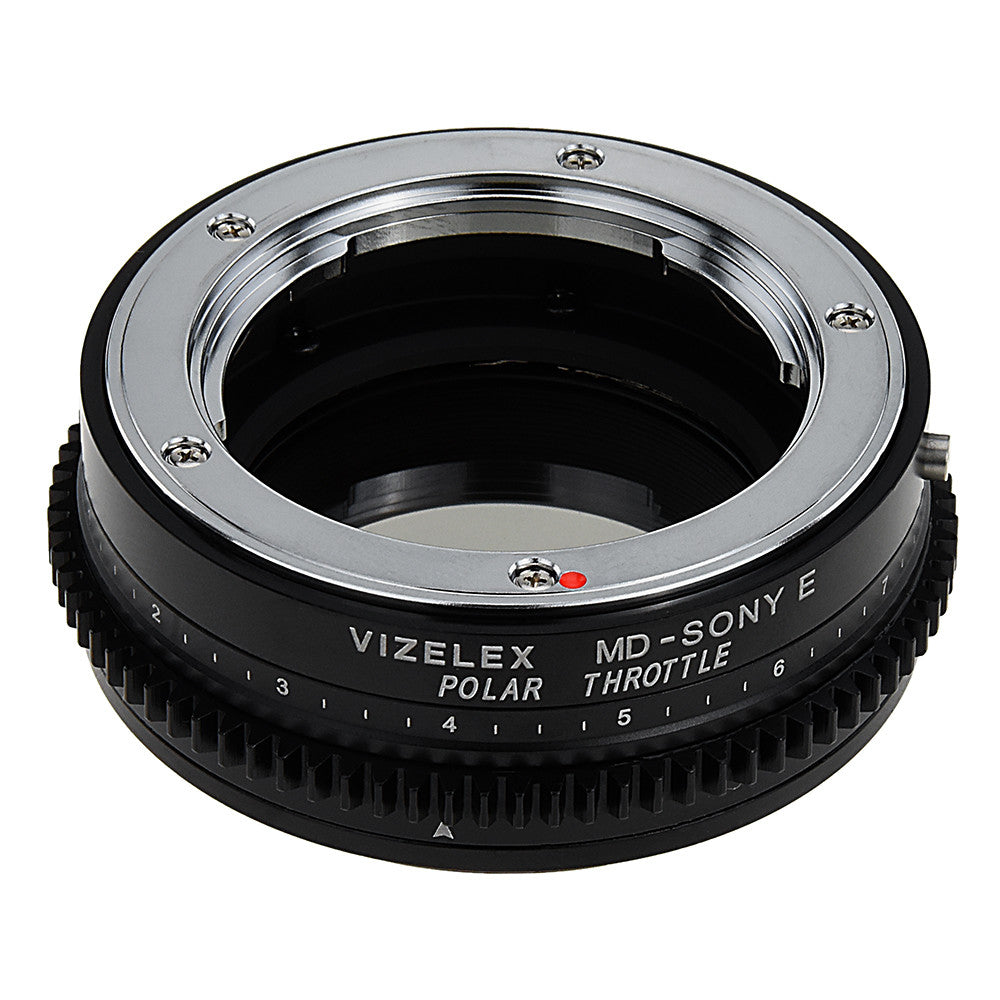 Vizelex Polar Throttle Lens Mount Adapter - Minolta Rokkor (SR / MD / MC) SLR Lens to Sony Alpha E-Mount Mirrorless Camera Body with Built-In Circular Polarizing Filter