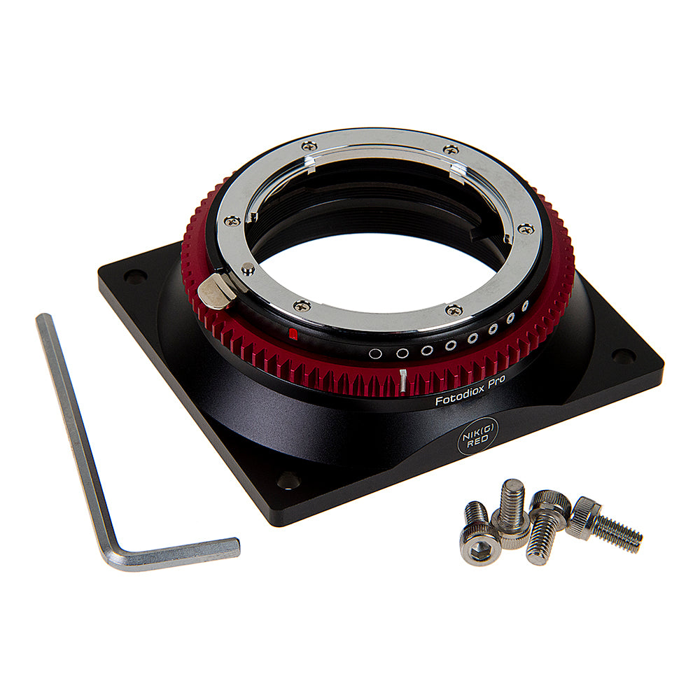 Fotodiox DLX Lens Adapter - Compatible with Nikon Nikkor F Mount G-Type D/SLR Lenses to Red Digital Cinema Cameras with Built-In DLX Aperture Control Dial
