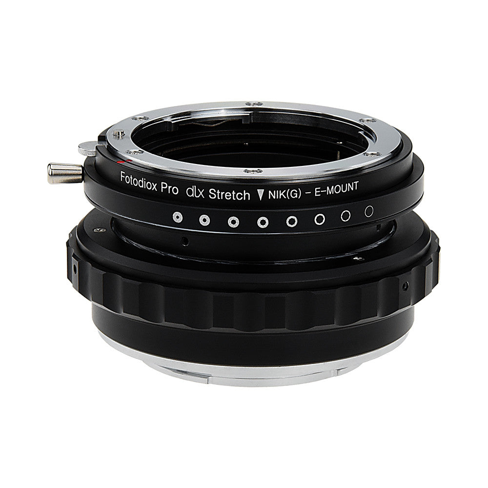 Fotodiox DLX Stretch Lens Adapter - Nikon Nikkor F Mount G-Type D/SLR Lens to Sony Alpha E-Mount Mirrorless Camera Body with Macro Focusing Helicoid and Magnetic Drop-In Filters