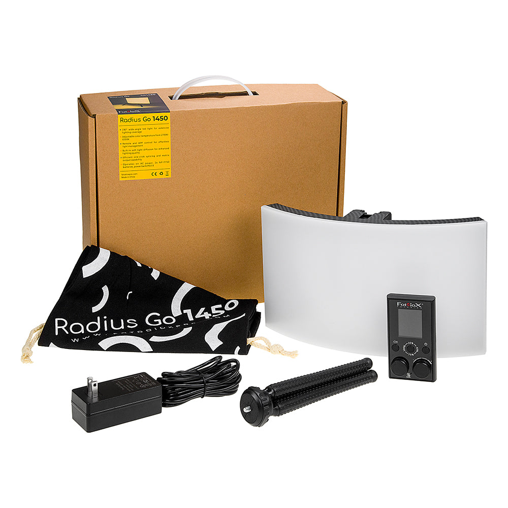 Radius Go 1450 - Mini Wide Angle Curved Dual Color Fill Light; 6.75x13in, Bicolor, Dimmable, Diffused Soft Light from Fotodiox