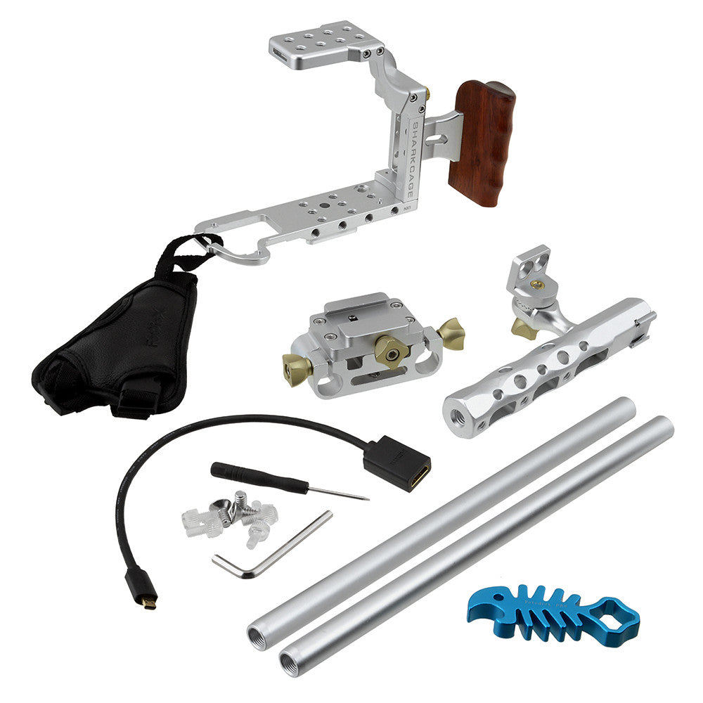 Fotodiox Pro Cinema Silver Sharkcage for Samsung NX1 Camera (NX1) - Skeleton Housing, Protective Video Cage